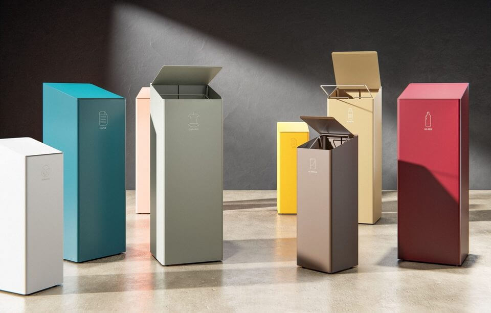 Des poubelles de tri design pour les entreprises souhaitant trier les déchets, déclinées dans des formats et des capacités variés