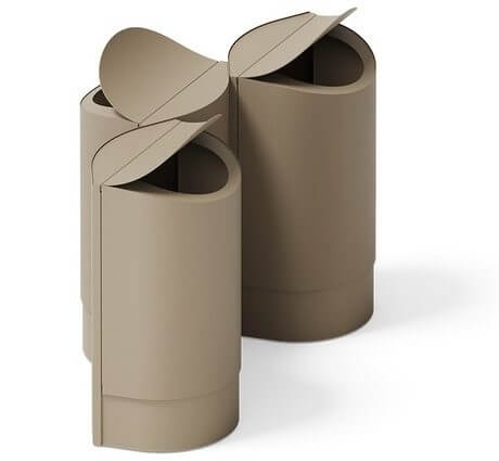 Ilot de 3 poubelles design et haut de gamme pour les espaces communs